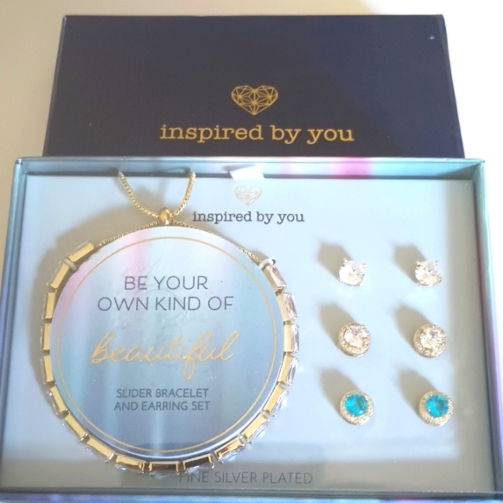 NWT inspired by you slider bracelet and earring set
